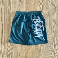 Slim shorts "VAMOS" green for kids