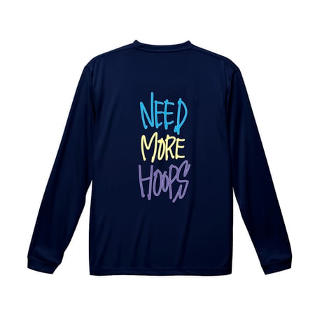 ”NEED MORE HOOPS”  dry-T  L/S  navy × multi for kids