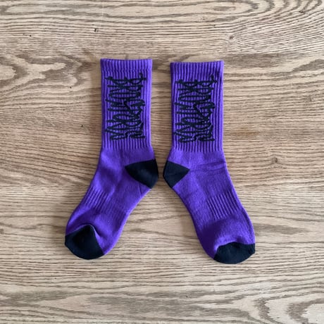 Crew socks 2pairs  yellow&purple