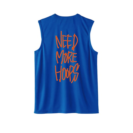 "NEED MORE HOOPS” dry-sleeveless blue × orange for kids