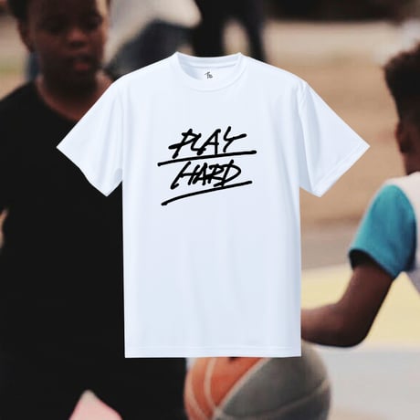 "PLAY HARD" dry-T s/s white