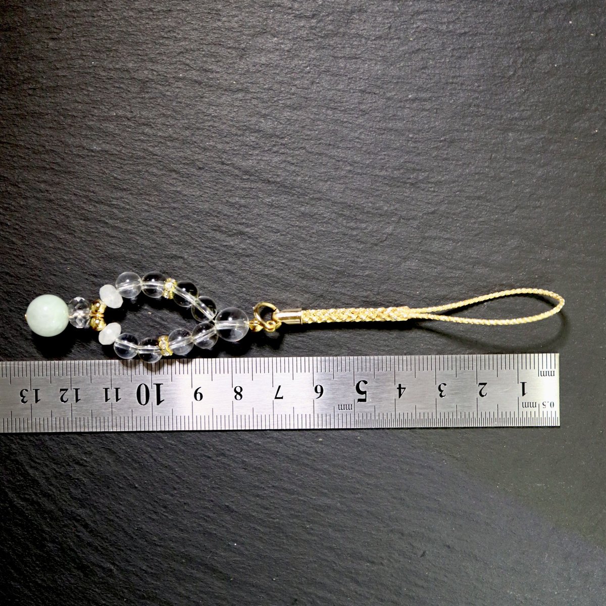 龍神様 御守り天然石 翡翠 光波動石 ストラップ st0323-01