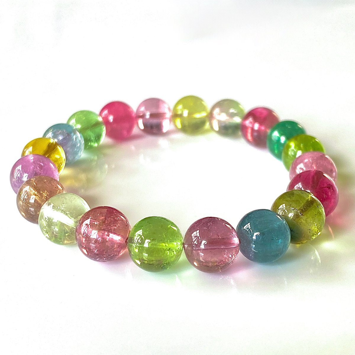 キャンディーカラートルマリン　天然石ビーズ　ブレスレット 色鮮やかなキャンディカラートルマリン｜10月16日新着