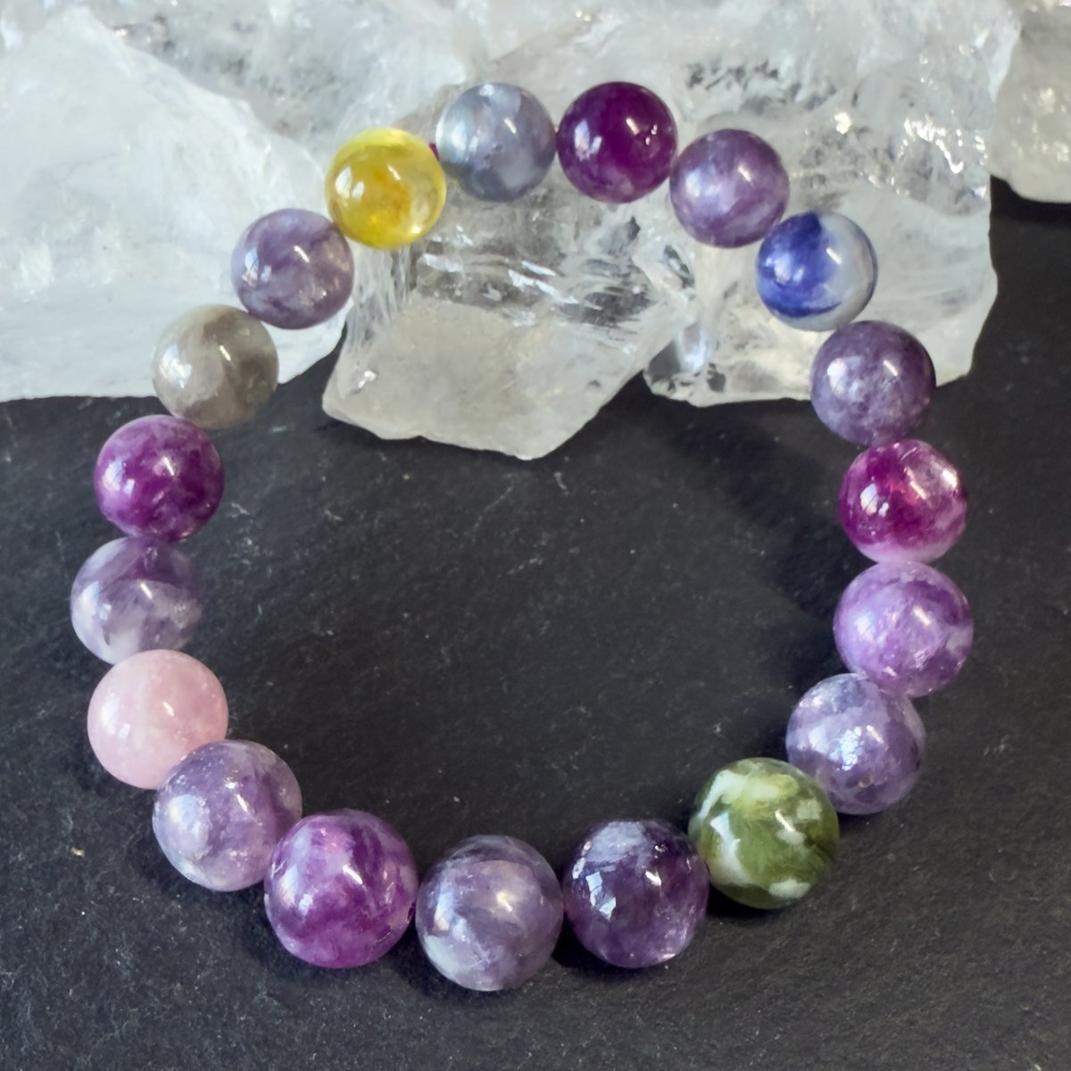 極上 パープルマイカシリカ ブレスレット 不純物なし 最高発色 天然石