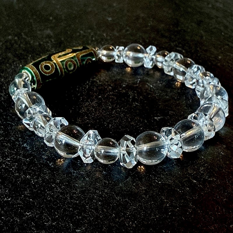 九眼翡翠清光 龍の鱗模様瑪瑙天珠 光波動 ブレスレット 九眼天珠 天珠