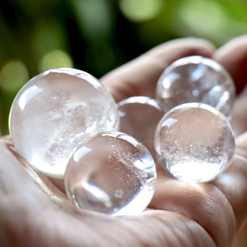 地鎮用 高品質水晶丸玉 5玉セット | Kay✴︎ 光波動®︎石