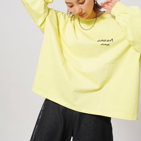 【良生地】colorfulロゴ longTシャツyellow Green"CACCA original"