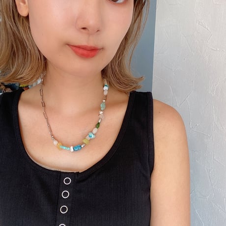 mix stone chain ネックレス