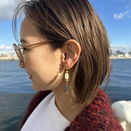 ヒョウ柄orgold sun pierce earring