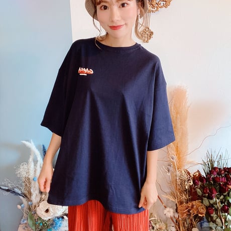 zebra柄LOGOオーバーサイズTシャツnavy"CACCA original"