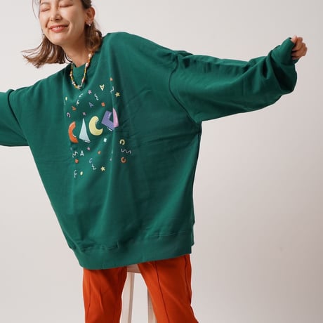 colorfulロゴオーバーサイズスウェットグリーン
