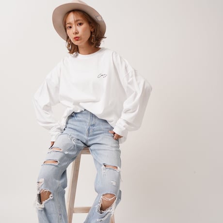 ART柄CACCAロングTシャツWhite"CACCA original"