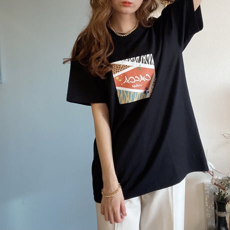 animal柄TシャツBLACK"CACCA original"