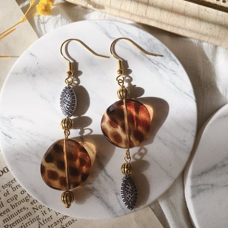 ヒョウ柄asymmetry pierce＆earring