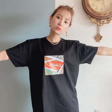 animal柄TシャツBLACK"CACCA original"