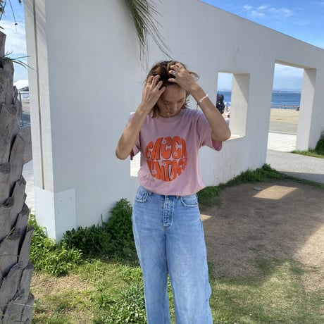 organic cotton ロゴTシャツpink"CACCA original"