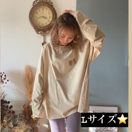 colorfulオーバーサイズロングTシャツbeige"CACCA original"