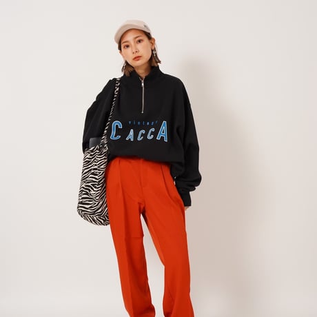 ハーフジップロゴスウェットBLACK"CACCA original"