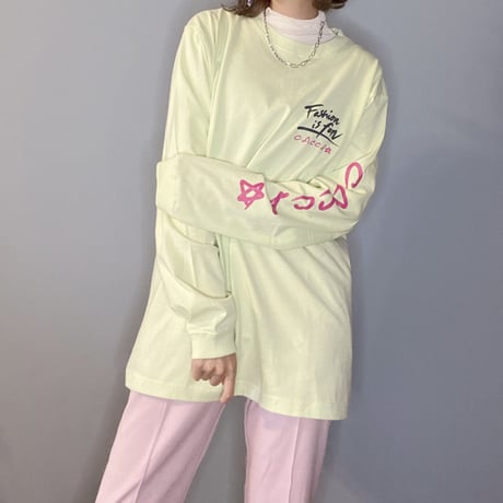 fashion is funロンT ライム"CACCA original"