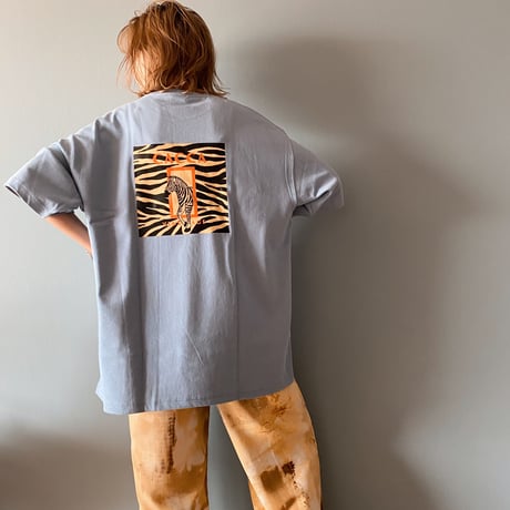 zebraバクプリbigTシャツくすみblue"CACCA original"
