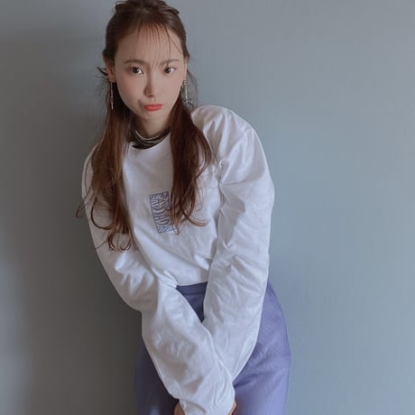 zebra柄縦ロゴsimple CACCAロングTシャツ　light purple