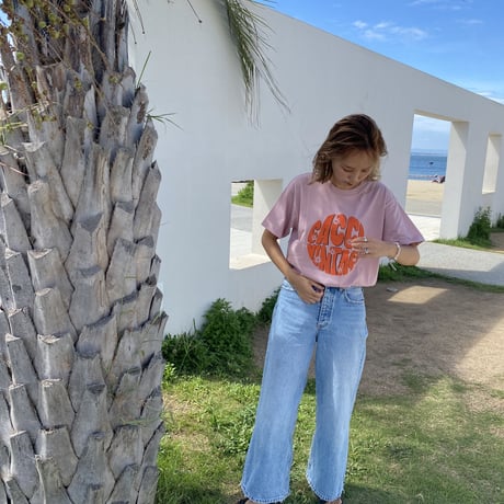 organic cotton ロゴTシャツpink"CACCA original"