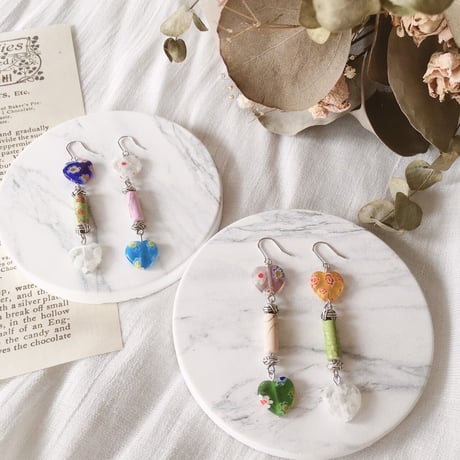 ハートガラスpierce.earring