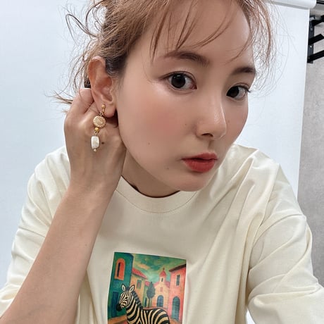 ヒョウ柄orgold sun pierce earring