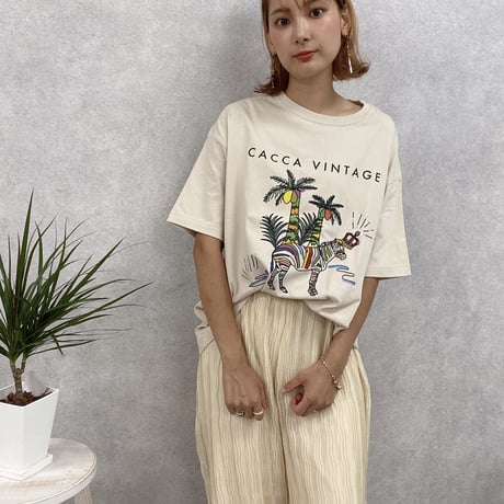 zebraオーバーサイズTシャツbeige♡"CACCA original"