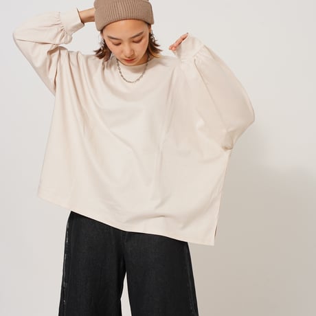 【日本製】simpleタグロングTシャツbeige"CACCA original"
