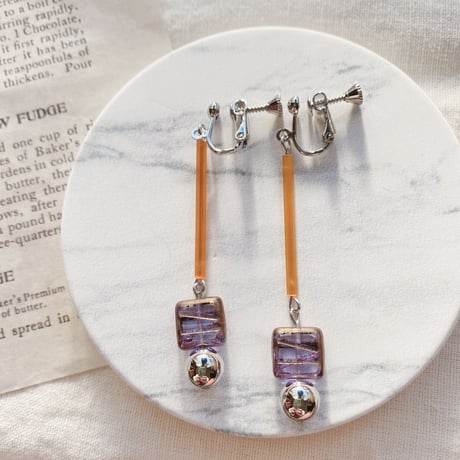 Orange purple pierce earring