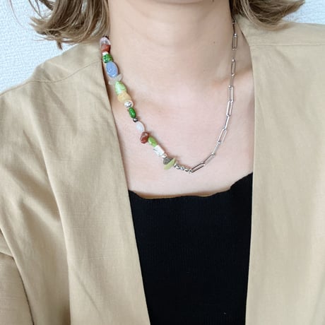 mix stone chain ネックレス