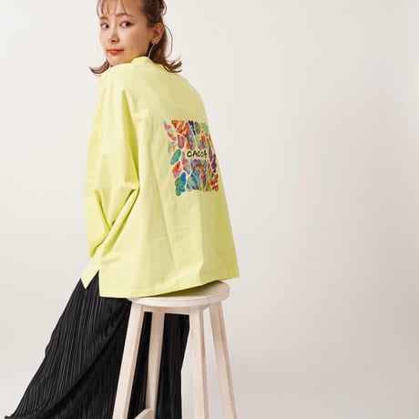 【良生地】colorfulロゴ longTシャツyellow Green"CACCA original"