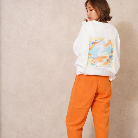 ART柄CACCAロングTシャツWhite"CACCA original"