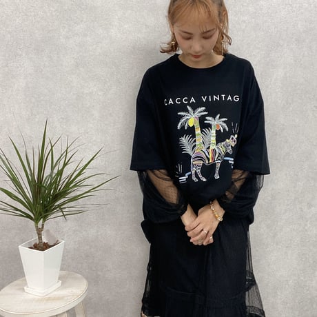 zebraオーバーサイズTシャツblack♡"CACCAoriginal"