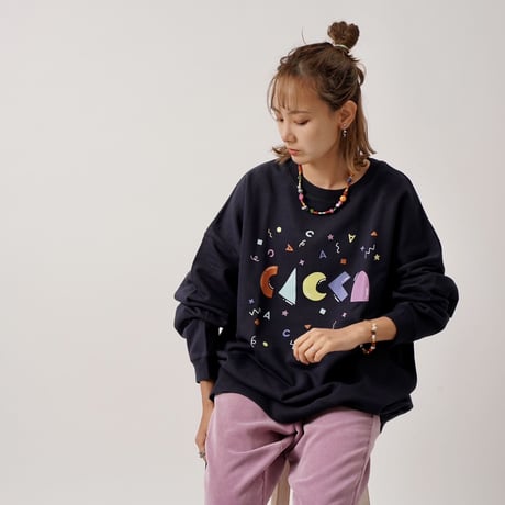 colorfulロゴオーバーサイズスウェットネイビー