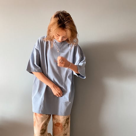 zebraバクプリbigTシャツくすみblue"CACCA original"