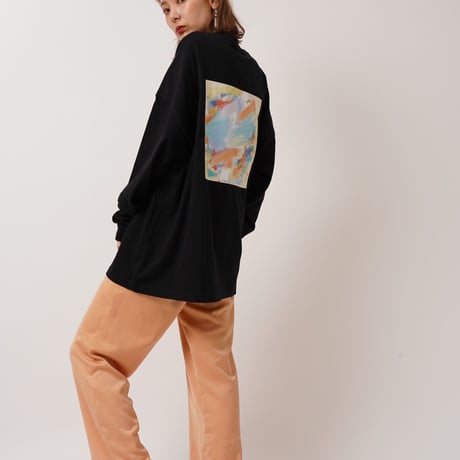 ART柄CACCAロングTシャツBLACK"CACCA original"