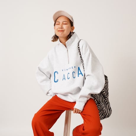 ハーフジップロゴスウェットアッシュ"CACCA original"