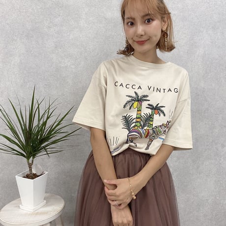 zebraオーバーサイズTシャツbeige♡"CACCA original"