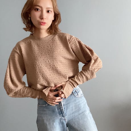 ジャガードマトンスリーブtops
