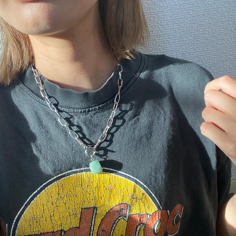 エメラルドグリーンストーンチェーンネックレス | CACCA STORE