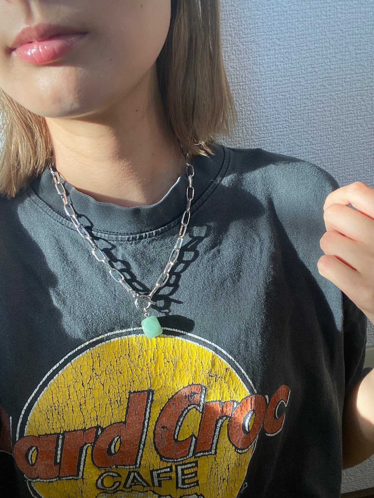 pt エメラルドグリーン ストーン ネックレス エメラルド プラチナネックレス(クレサンベール/ダンシング