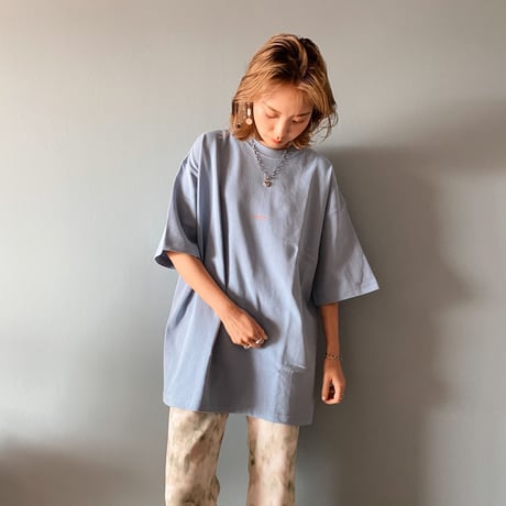 zebraバクプリbigTシャツくすみblue"CACCA original"