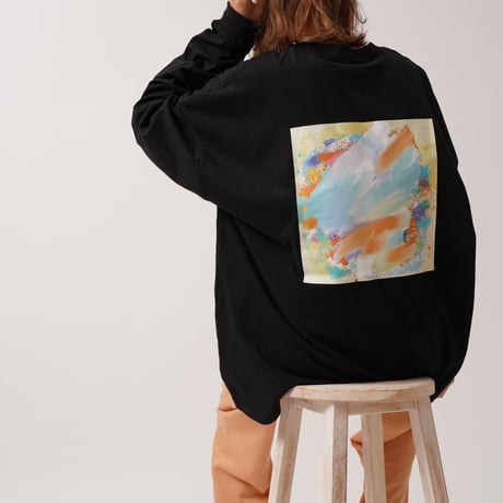 ART柄CACCAロングTシャツBLACK"CACCA original"