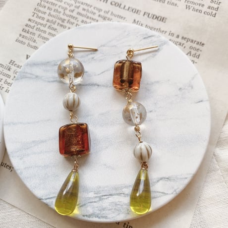 asymmetry brown Green pierce. earring