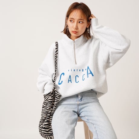 ハーフジップロゴスウェットアッシュ"CACCA original"