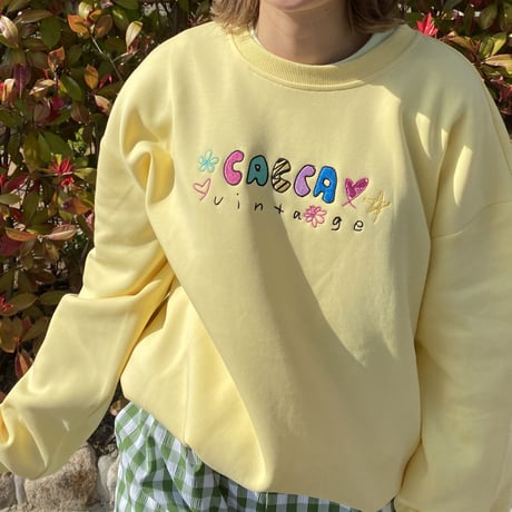 刺繍colorfulトレーナーyellow"CACCA original"