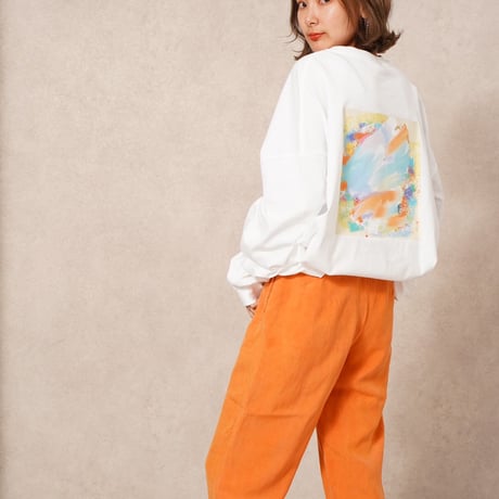 ART柄CACCAロングTシャツWhite"CACCA original"