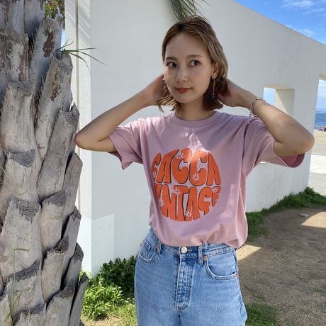organic cotton ロゴTシャツpink"CACCA original"